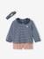 3-delige babyset fluwelen short, shirt en haarband donkerblauw gestreept - vertbaudet enfant 