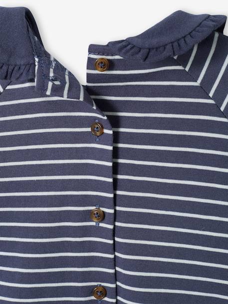 3-delige babyset fluwelen short, shirt en haarband donkerblauw gestreept - vertbaudet enfant 