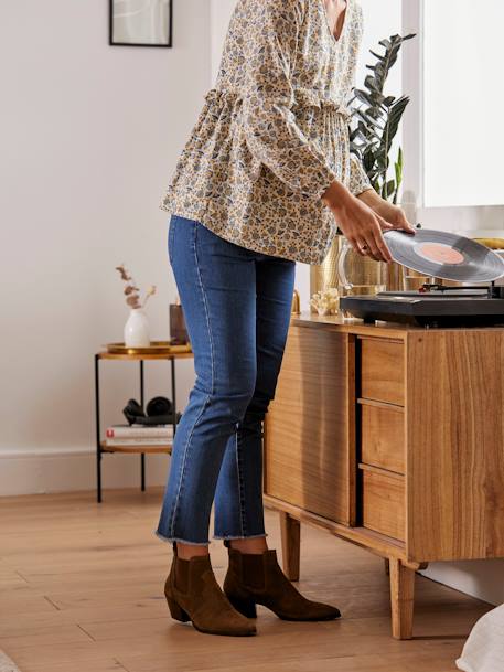 Rechte gerafelde zwangerschapsjeans met 68 cm binnenbeenlengte Bleu denim - vertbaudet enfant 