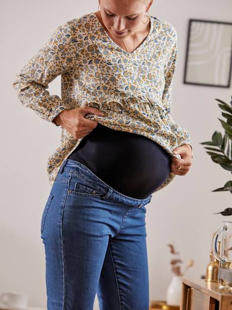Rechte gerafelde zwangerschapsjeans met 68 cm binnenbeenlengte Bleu denim - vertbaudet enfant 