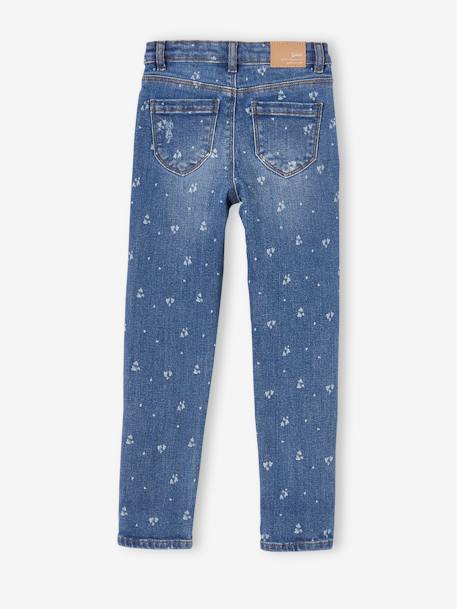 Rechte meisjesjeans met gebruikte details double stone+grijs - vertbaudet enfant 