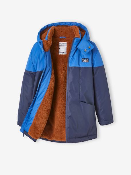 Technische parka met capuchon jongen ELEKTRISCH BLAUW+ketelbruin - vertbaudet enfant 