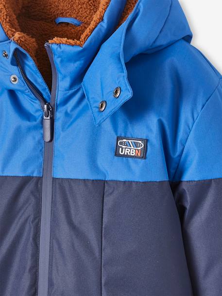 Technische parka met capuchon jongen ELEKTRISCH BLAUW+ketelbruin - vertbaudet enfant 