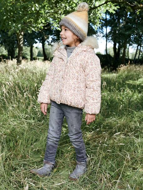 Rechte meisjesjeans met gebruikte details double stone+grijs - vertbaudet enfant 