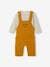 Fleece babyset met te personaliseren T-shirt en tuinbroek gemêleerd grijs+karamel - vertbaudet enfant 