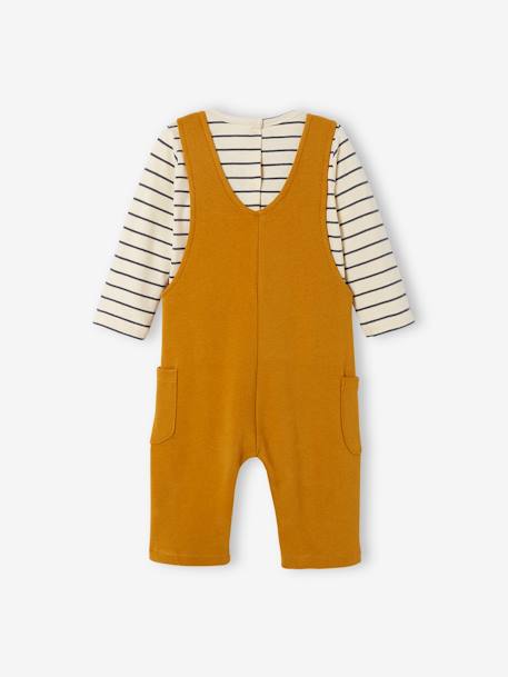 Fleece babyset met te personaliseren T-shirt en tuinbroek gemêleerd grijs+karamel - vertbaudet enfant 