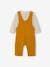 Fleece babyset met te personaliseren T-shirt en tuinbroek gemêleerd grijs+karamel - vertbaudet enfant 