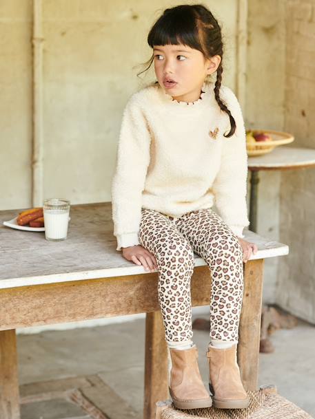 Meisjeslegging met fleecevoering Bruin met print - vertbaudet enfant 