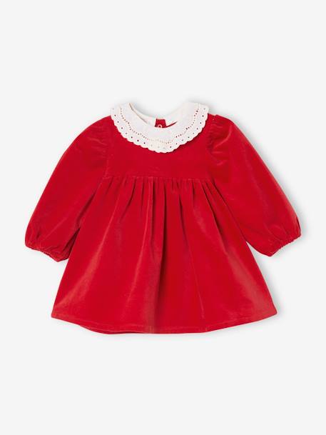 Fluwelen jurk met bijpassend maillot baby rood - vertbaudet enfant 