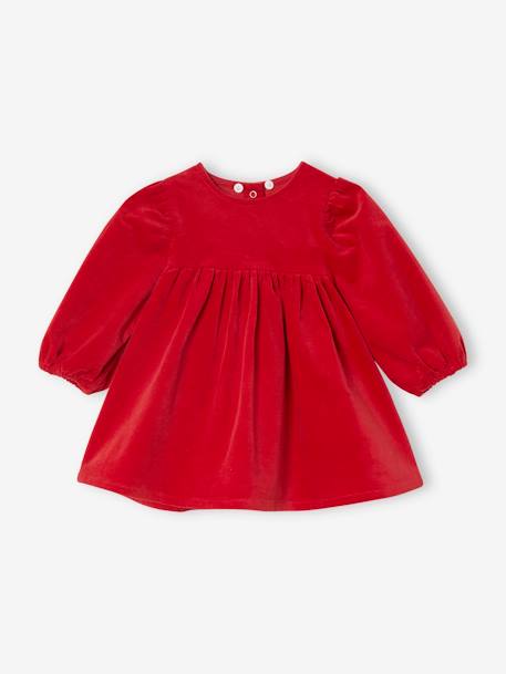 Fluwelen jurk met bijpassend maillot baby rood - vertbaudet enfant 