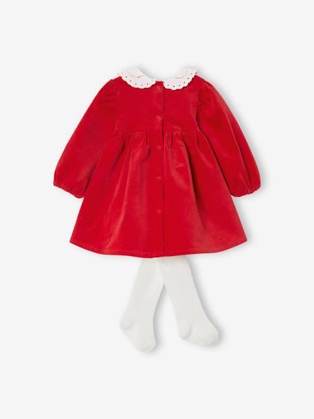 Fluwelen jurk met bijpassend maillot baby rood - vertbaudet enfant 