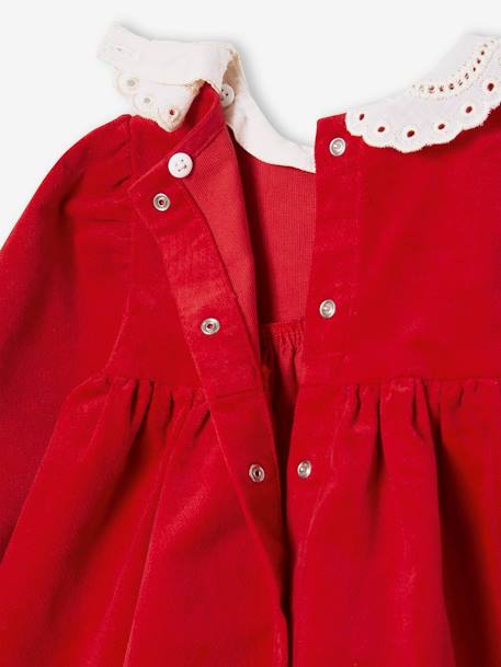 Fluwelen jurk met bijpassend maillot baby rood - vertbaudet enfant 