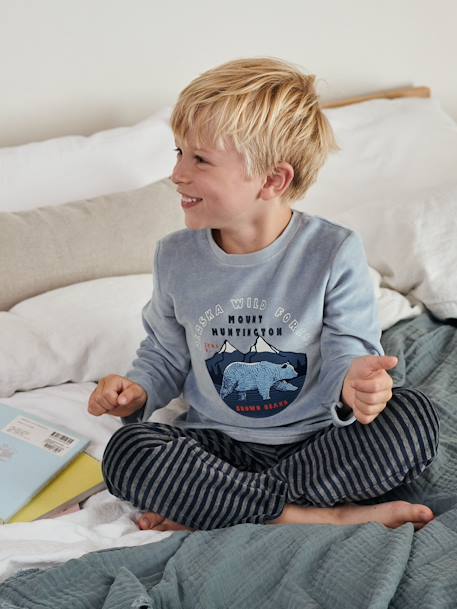 Set van 2 'natuur' fluwelen pyjama's voor jongens SET BLAUW EN GRIJS - vertbaudet enfant 