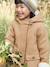 Mantel met capuchon van wol met sherpa voering voor meisjes donkergroen+geel - vertbaudet enfant 