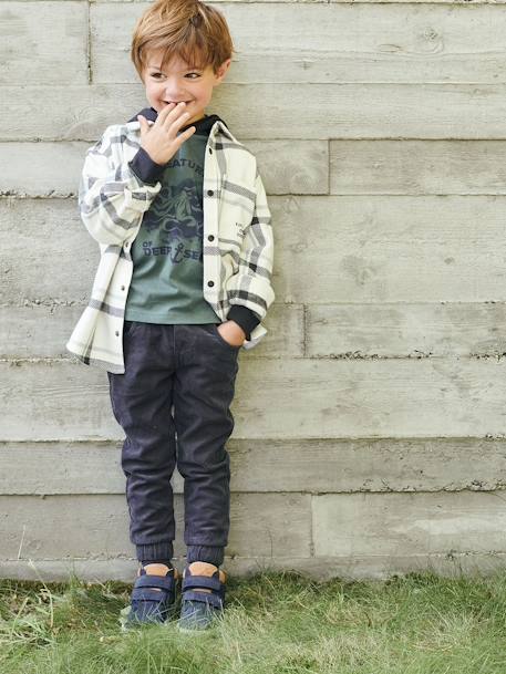 Hoge leren sneakers met veters klittenband voor jongens marine - vertbaudet enfant 