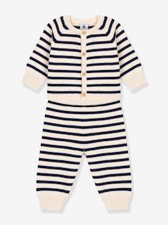 Baby-Babyset-2-delig babypakje in gestreept breisel van wol en katoen PETIT BATEAU