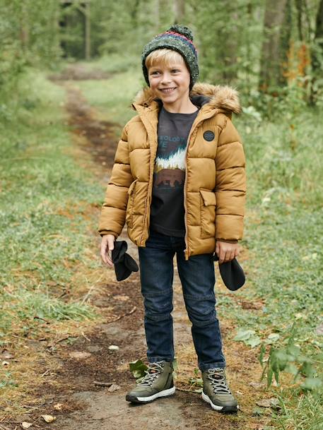 Rechte jeans voor jongens MorphologiK indestructible 'waterless' met heupomtrek medium denim stone+onbewerkt denim - vertbaudet enfant 