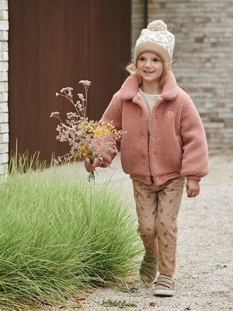 Broek in 'paperbag' stijl met bloemenprint meisjes beige+blauw - vertbaudet enfant 