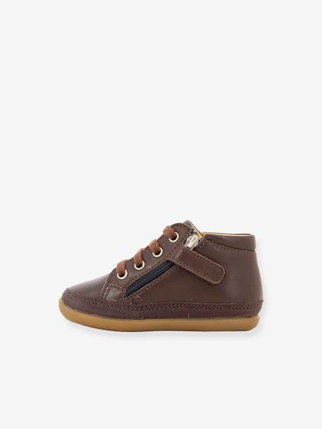 Bottines voor baby Cuzy Zip SHOO POM¨ chocoladebruin+marineblauw - vertbaudet enfant 