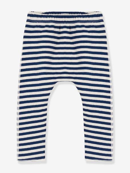 Gestreepte babybroek in tubing - PETIT BATEAU blauw - vertbaudet enfant 