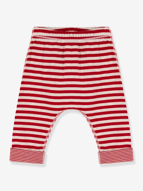 Gestreepte babybroek in tubing - PETIT BATEAU rood - vertbaudet enfant 