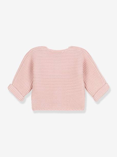 Cardigan baby geribbeld tricot van biologisch katoen PETIT BATEAU rozen - vertbaudet enfant 