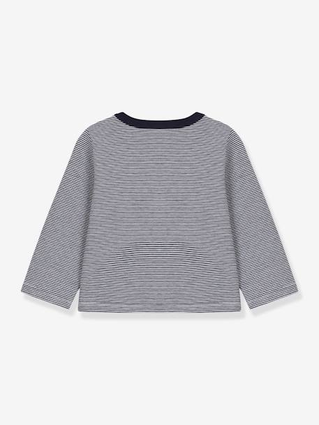 Gestreept babyvestje in dikke jersey - PETIT BATEAU marineblauw - vertbaudet enfant 