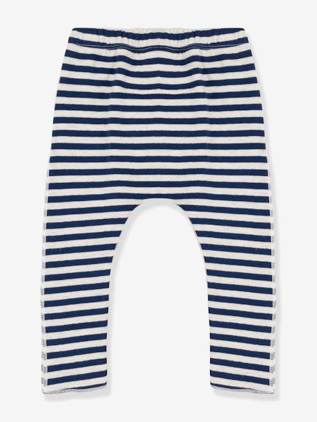 Gestreepte babybroek in tubing - PETIT BATEAU blauw - vertbaudet enfant 