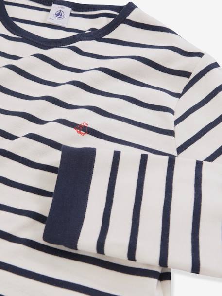 Gestreepte pyjama jongen PETIT BATEAU ecru - vertbaudet enfant 