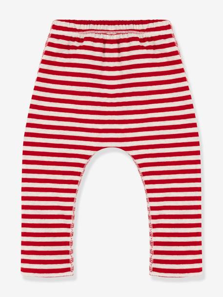 Gestreepte babybroek in tubing - PETIT BATEAU rood - vertbaudet enfant 