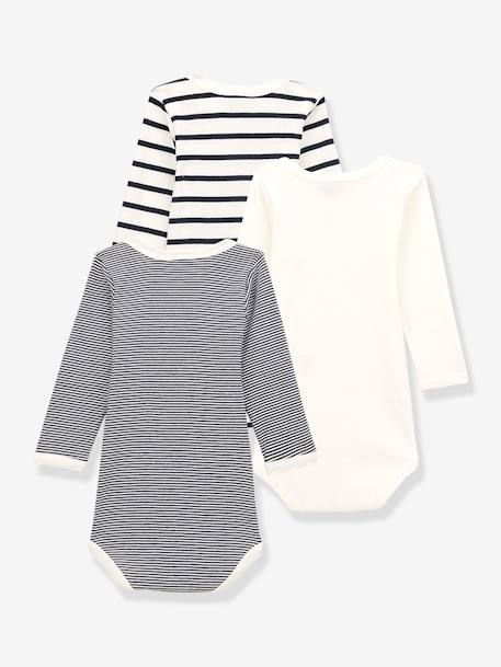 Set van 3 rompers met lange mouwen PETIT BATEAU veel wit+wit - vertbaudet enfant 