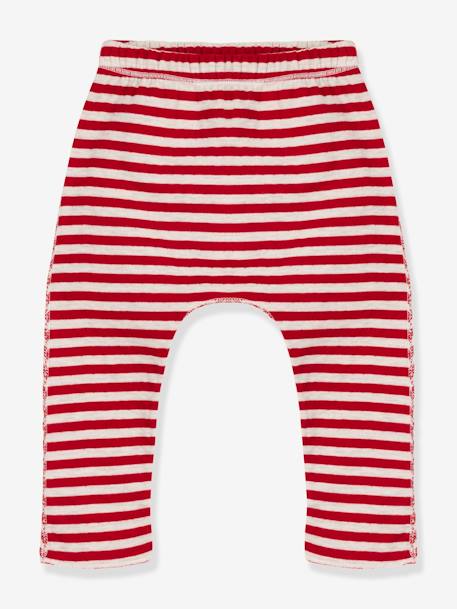 Gestreepte babybroek in tubing - PETIT BATEAU rood - vertbaudet enfant 