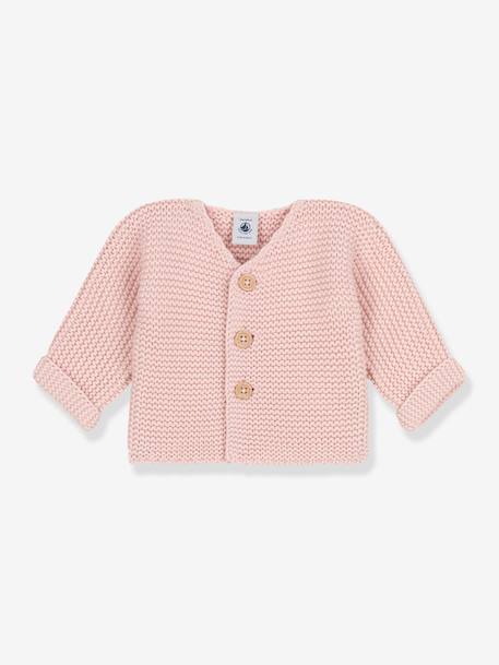 Cardigan baby geribbeld tricot van biologisch katoen PETIT BATEAU rozen - vertbaudet enfant 