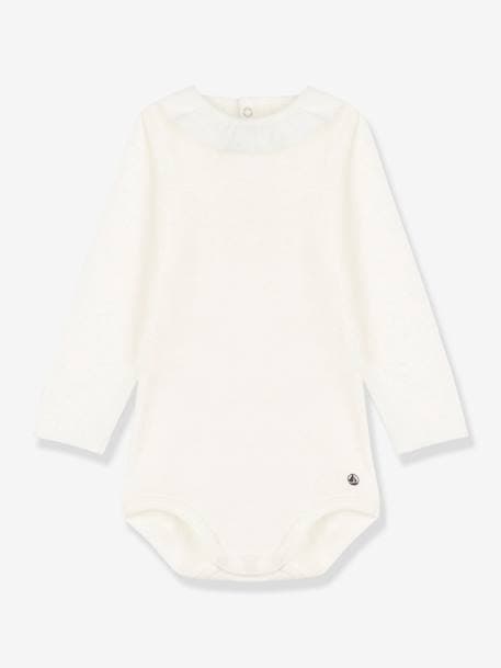 Romper met lange mouwen en kraag van biologisch katoen PETIT BATEAU ecru - vertbaudet enfant 