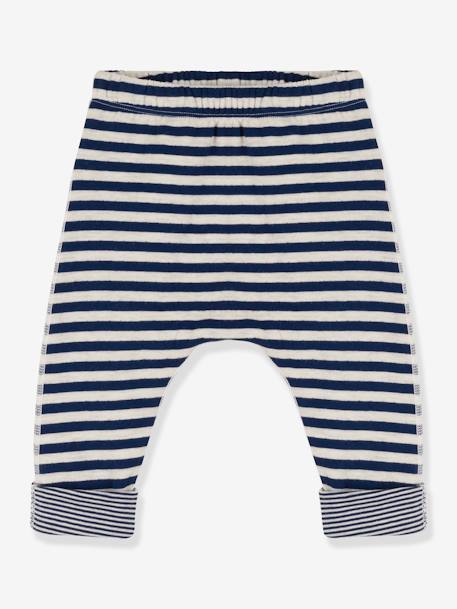 Gestreepte babybroek in tubing - PETIT BATEAU blauw - vertbaudet enfant 