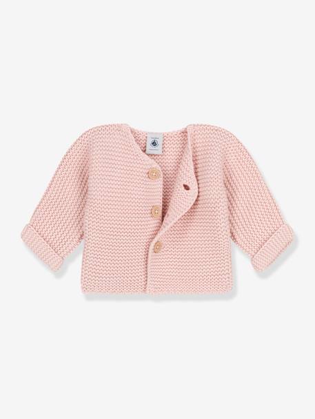 Cardigan baby geribbeld tricot van biologisch katoen PETIT BATEAU rozen - vertbaudet enfant 