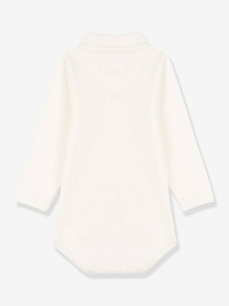 Romper met lange mouwen en polokraag in biologisch katoen PETIT BATEAU ecru - vertbaudet enfant 