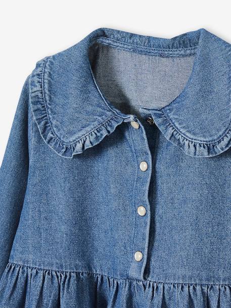 Denim jurk met claudinekraag onbewerkt denim - vertbaudet enfant 