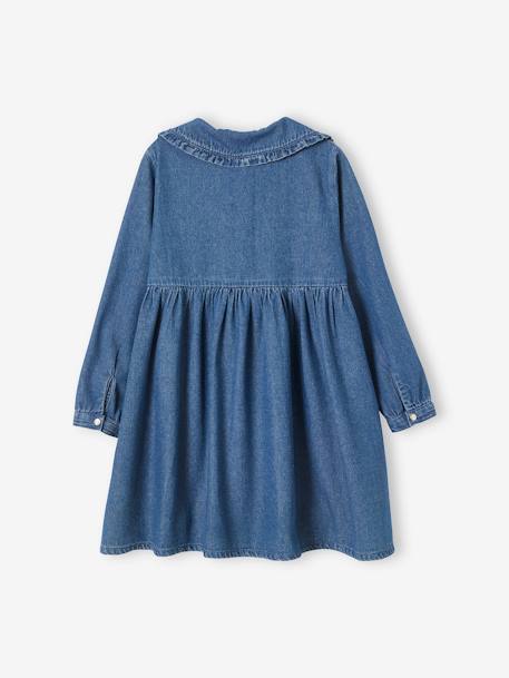 Denim jurk met claudinekraag onbewerkt denim - vertbaudet enfant 