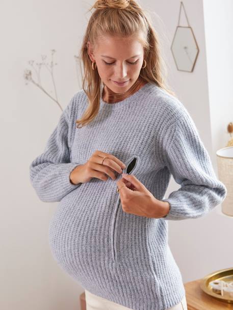Trui met dikke rib zwangerschap en borstvoeding Lagon blauw - vertbaudet enfant 