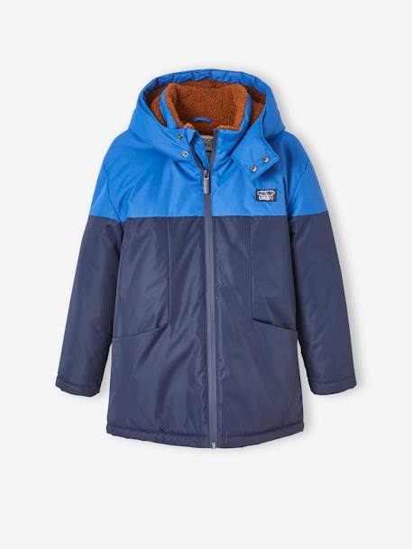 Technische parka met capuchon jongen ELEKTRISCH BLAUW+ketelbruin - vertbaudet enfant 