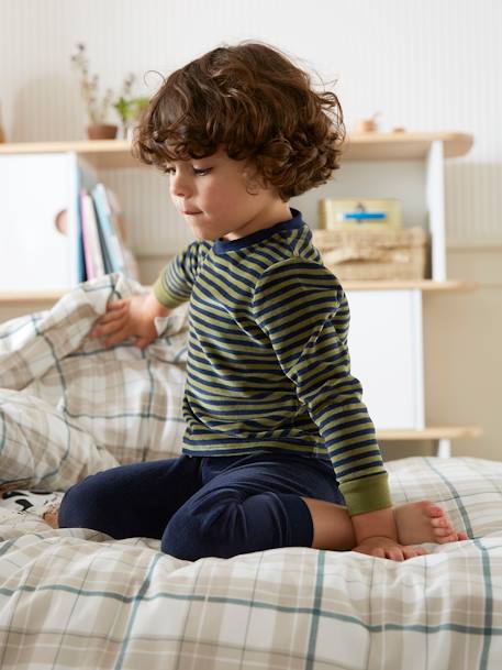 Let van 2 'dinopyjama's' van fluweel voor babyjongens SET GROEN EN DONKERBLAUW - vertbaudet enfant 