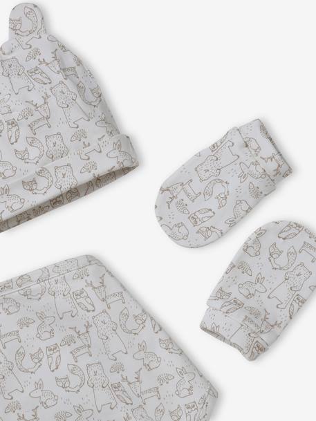 Personaliseerbare babymuts + wanten + sjaal + babyzakje in bedrukt mesh taupe - vertbaudet enfant 