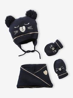 Baby-Accessoires-Muts sjaal handschoenen-Set van babymeisjes jacquard gebreide muts + snood + wanten