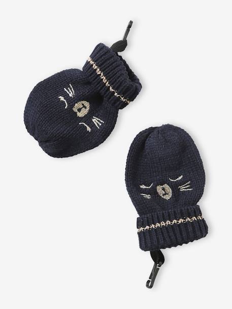 Set van babymeisjes jacquard gebreide muts + snood + wanten marine - vertbaudet enfant 