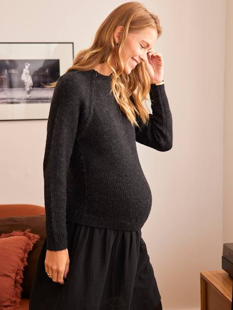 Truijurk van 2 soorten materiaal voor de zwangerschap en borstvoeding Zwart - vertbaudet enfant 