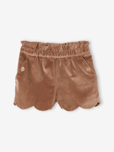 Fluwelen meisjesshort mokka - vertbaudet enfant 