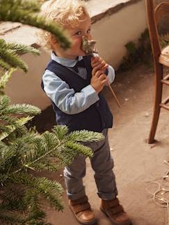 -Feestelijke set jongensbaby vest + overhemd + vlinderdas + broek