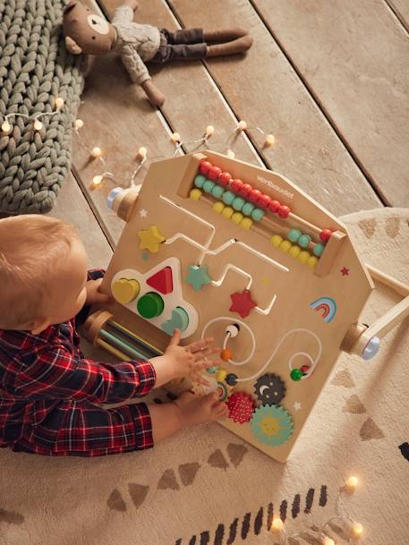 Verticaal activiteitenbord gemaakt van FSC® hout beige+meerkleurig - vertbaudet enfant 