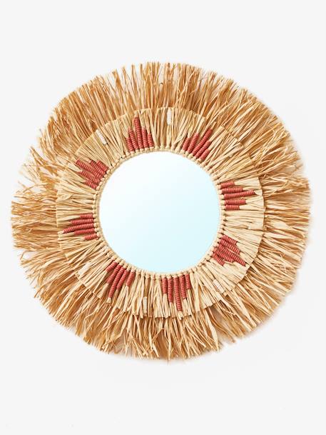 Ronde raffia spiegel beige/roze - vertbaudet enfant 